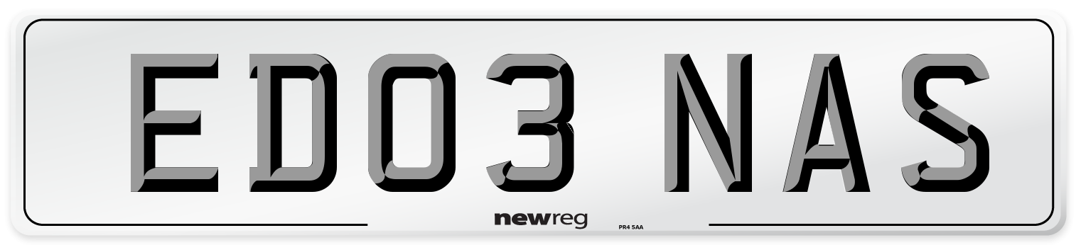 ED03 NAS Number Plate from New Reg